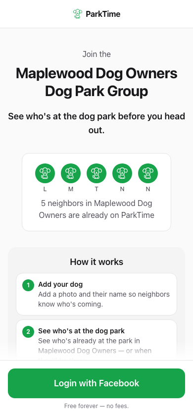 Join landing page for a community
