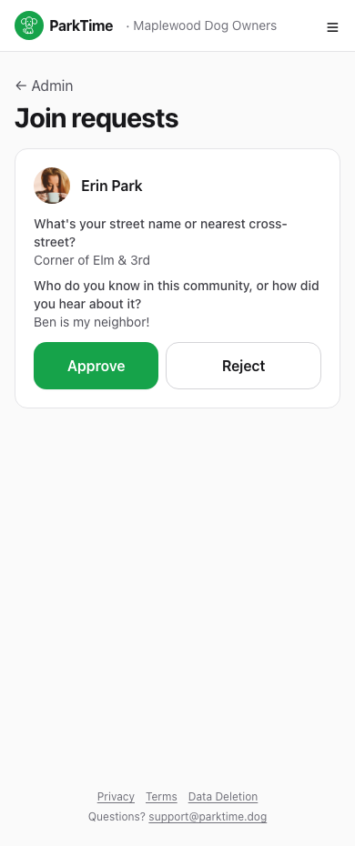 Reviewing a join request