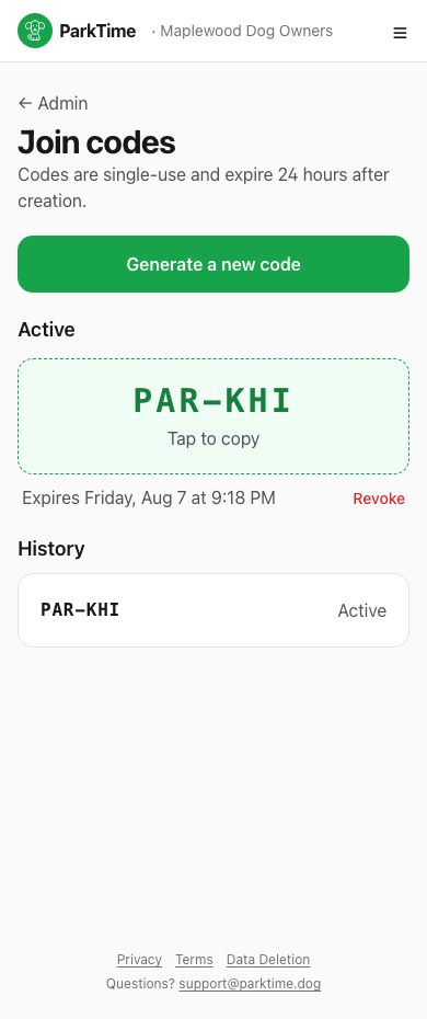 Generating a one-time join code